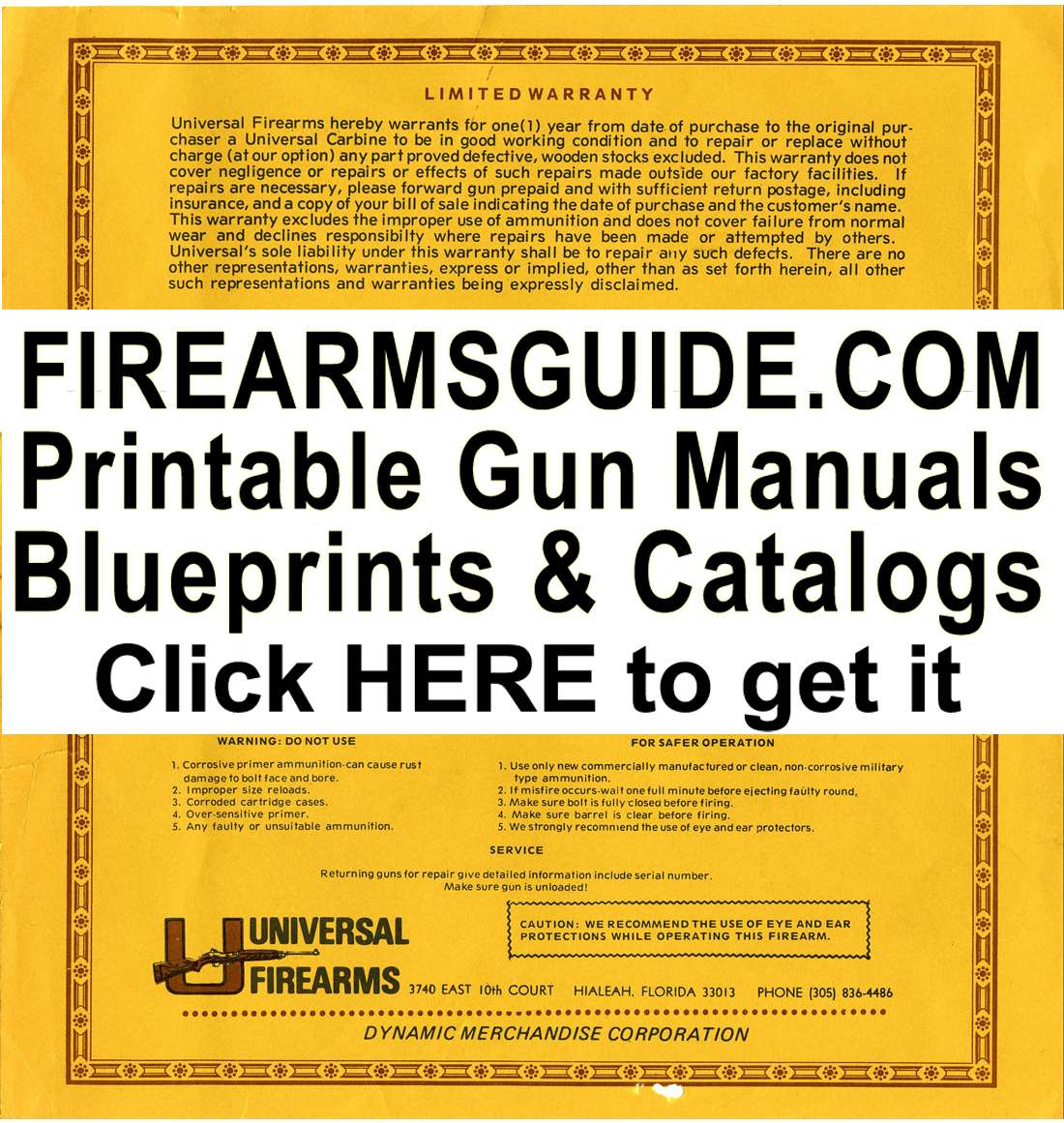 Printable Gun Manuals, Blueprints, Schematics and Guns