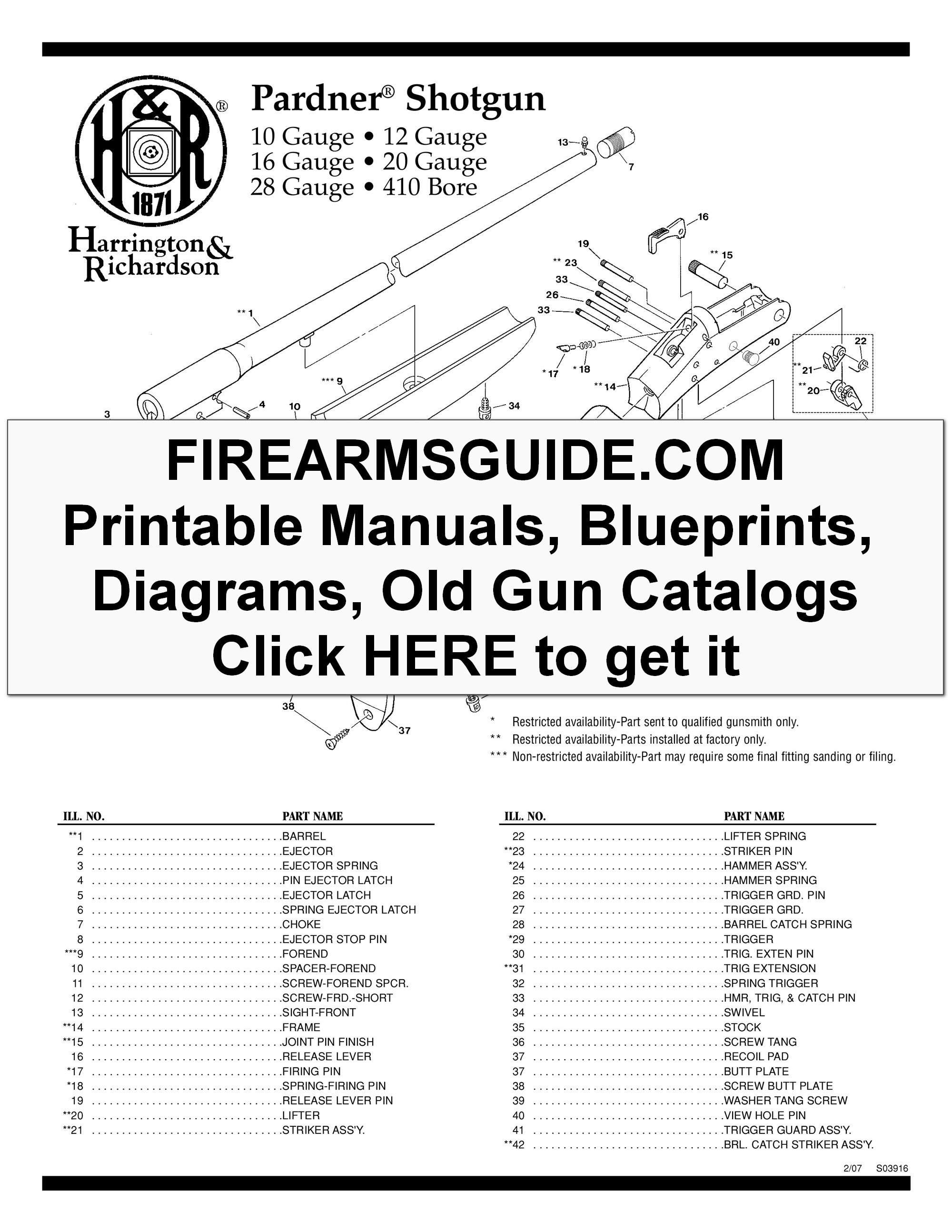 Over 26,400 Printable Gun Parts Diagrams, Parts Lists, and Blueprints ...